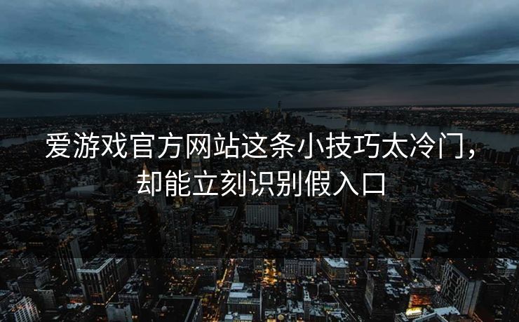 爱游戏官方网站这条小技巧太冷门,却能立刻识别假入口 爱游戏官方网站这条小技巧太冷门,却能立刻识别假入口