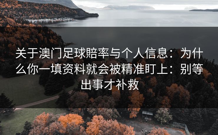 关于澳门足球賠率与个人信息:为什么你一填资料就会被精准盯上:别等出事才补救 关于澳门足球賠率与个人信息:为什么你一填资料就会被精准盯上:别等出事才补救